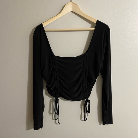 Missguided Tops - Women's Black Ruched Long Sleeve Top